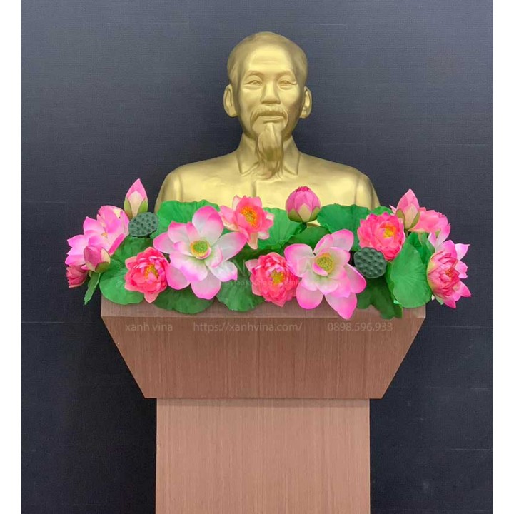 Hoa sen cao su trang trí tượng bác KT 80x60cm